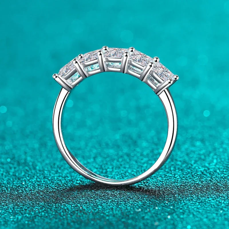 NeeTim Full D Color Princess Cut Moissanite Diamond Rings for Women S925 Sterling Silver Wedding Engagement Party Band Ring Vera Lux