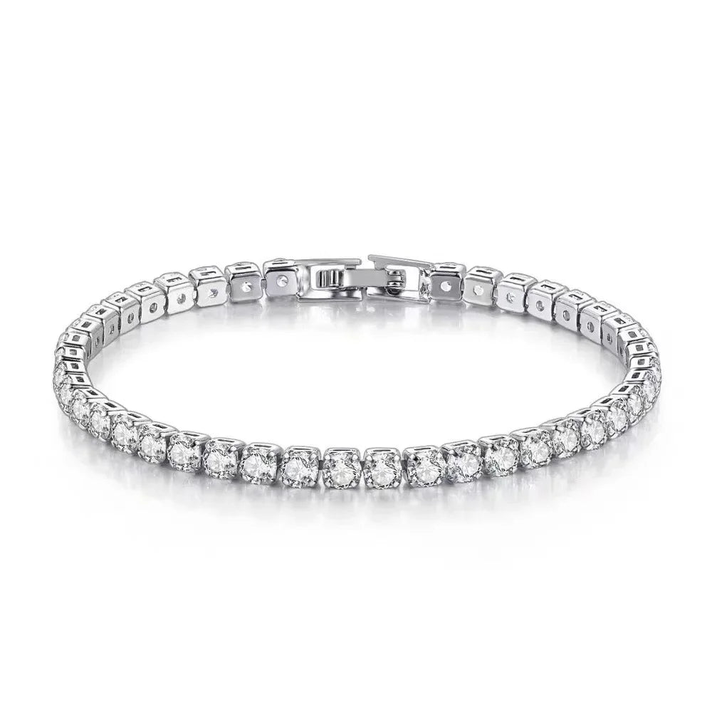 S925 Sterling Silver Bracelet Zirconia Tennis Ball Women Fashion Simple Engagement Wedding Charm Jewelry 4mm 16-23cm Vera Lux