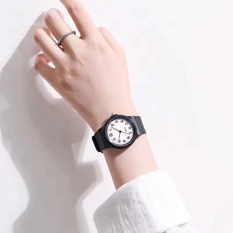 Exam Watch Silicone Strap Simple Women Watch Student Ladies Quartz Wristwatch Waterproof Round Small Dial for Women Vera Lux