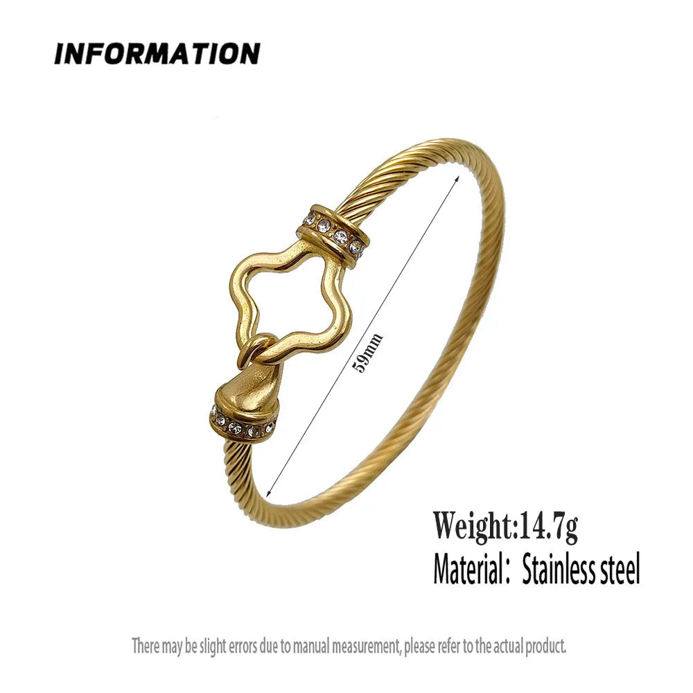 New steel wire button zircon four-leaf clover gold-plated bracelet 18K, high-quality waterproof couple bracelet, wife gift Vera Lux