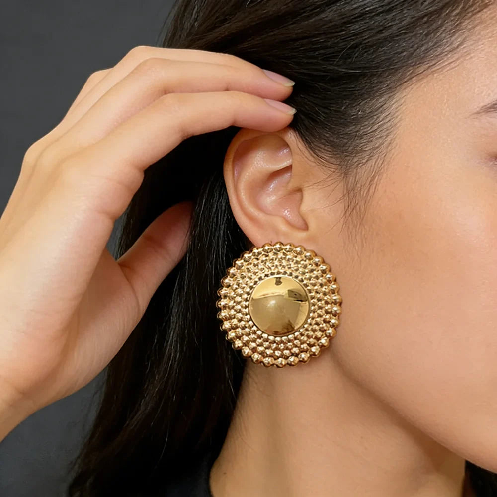 Gold Plated Earrings Jewelry for Women Weddings Design Circle Clip Earrings for Dubai Engagement Bride Luxury Hoop Earrings Vera Lux