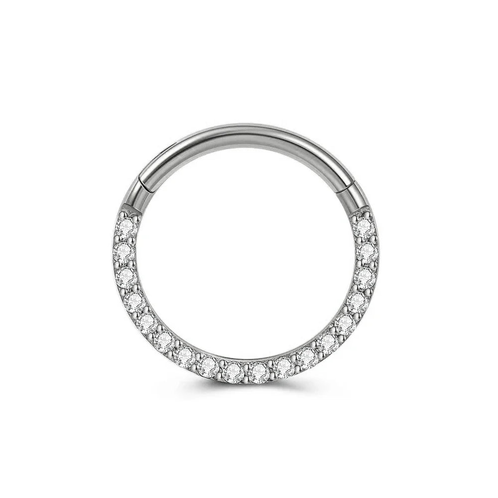 316L Surgical Steel Segment Nose Ring Zircon Septum Clicker Ear Cartilage Helix Daith Hoop Body  Piercing Jewelry Vera Lux