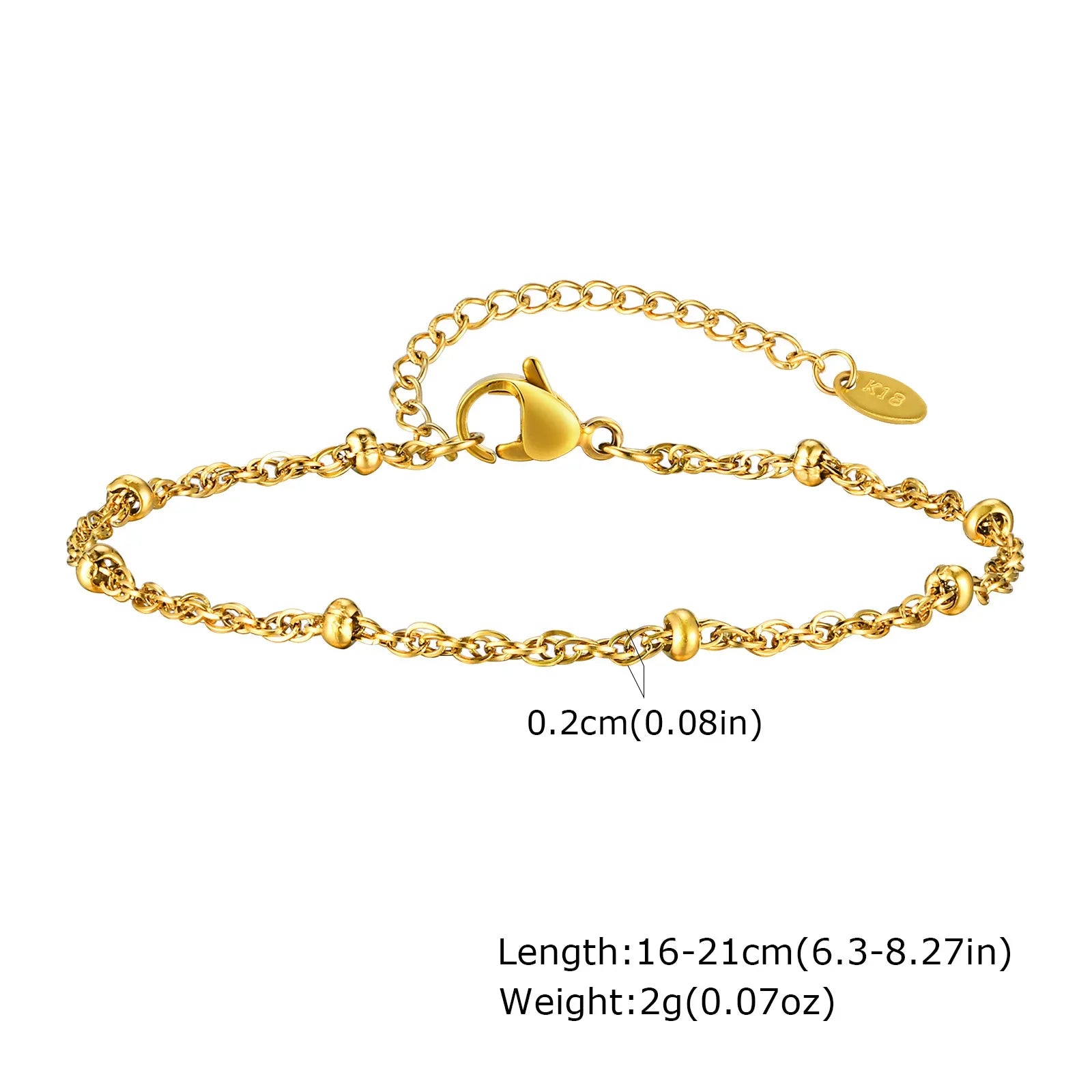 Thin Link Women Bracelet, Stainless Steel 18K Gold Plated Wrist Chain Waterproof Resistant Jewelry Vera Lux