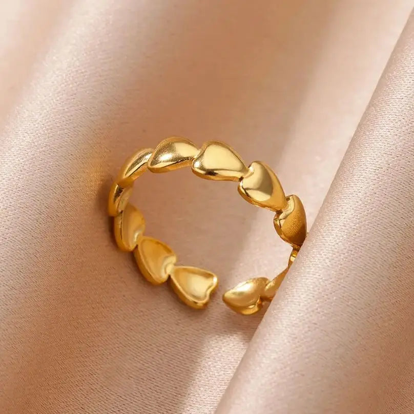 Stainless Steel Heart Rings For Women Opening Adjustable Gold Color Heart Ring Wedding Couple Christmas Jewelry Party Gifts Vera Lux