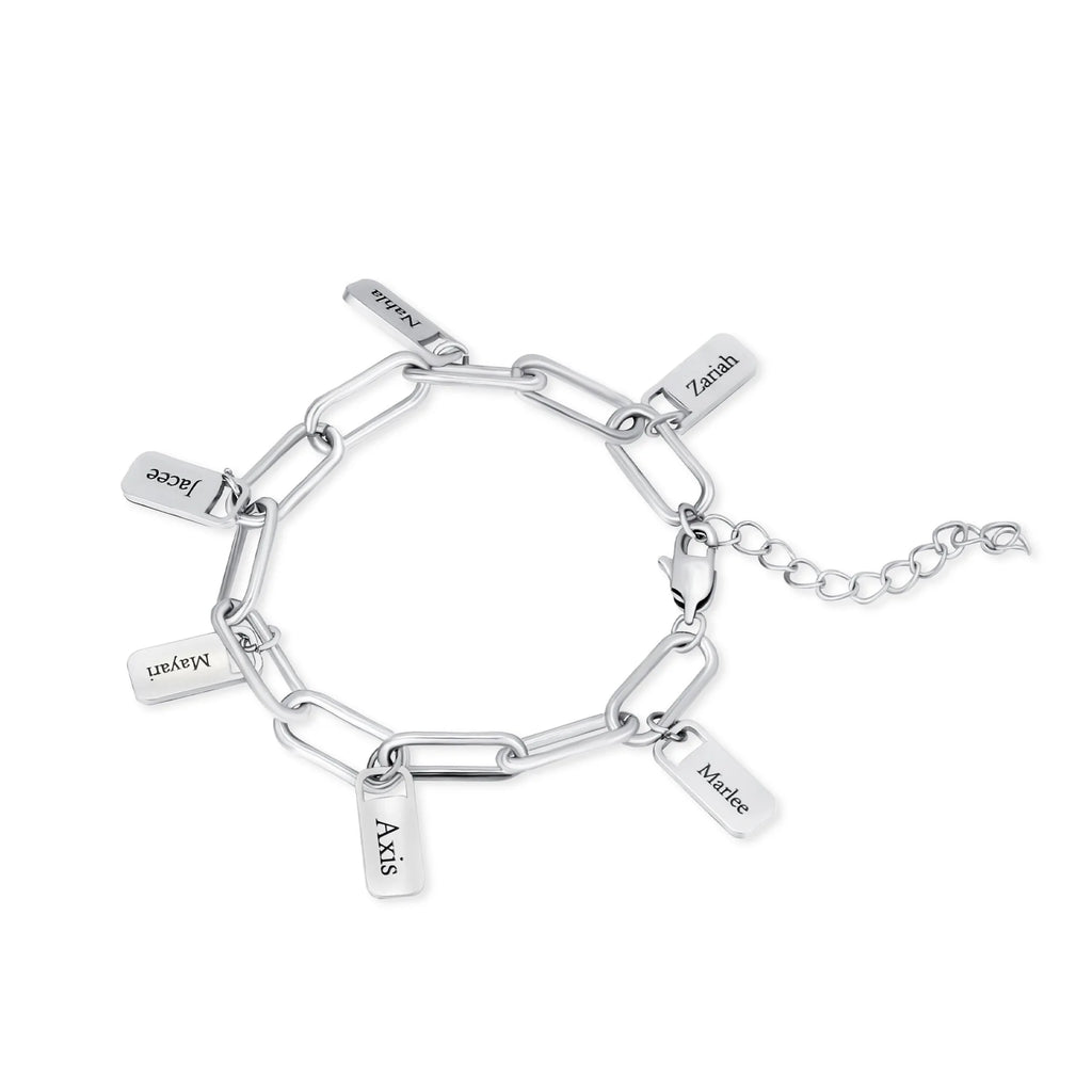 MaiLun Personalized Names Women Bracelet Stainless steel Rectangle Charms Bracelet Jewelry Gift for Mom Mother's Day Gift Vera Lux