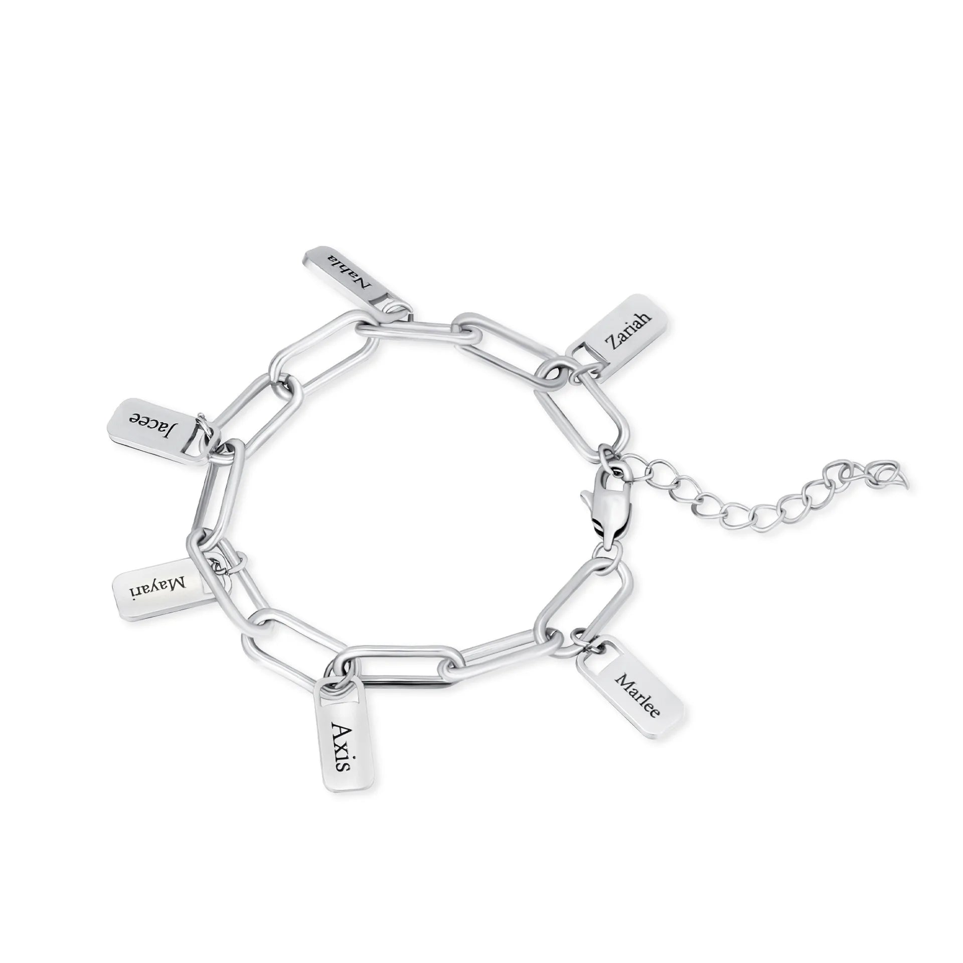 MaiLun Personalized Names Women Bracelet Stainless steel Rectangle Charms Bracelet Jewelry Gift for Mom Mother's Day Gift Vera Lux