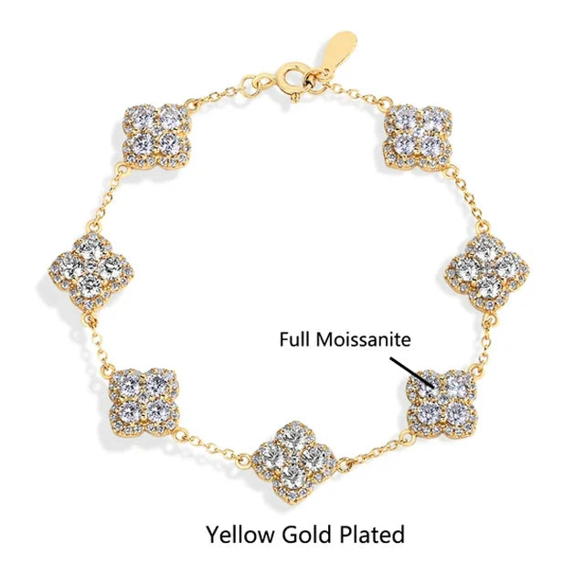MINTYBOX S925 Sterling Silver Full Moissanite Bracelets D VVS1 Lab Diamond for Women 18k Gold Plated Engagement Jewelry Gift Vera Lux