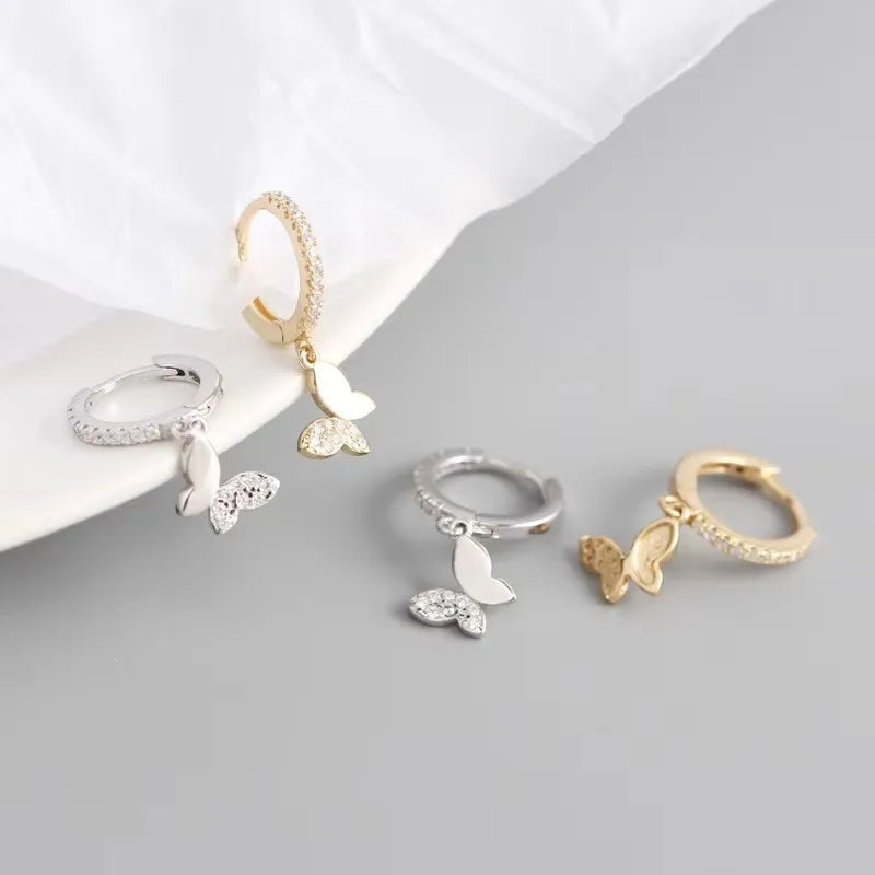 925 Sterling Silver Butterfly Hoop Earrings for Women Shiny CZ Gold Silver Jewelry Gifts Vera Lux