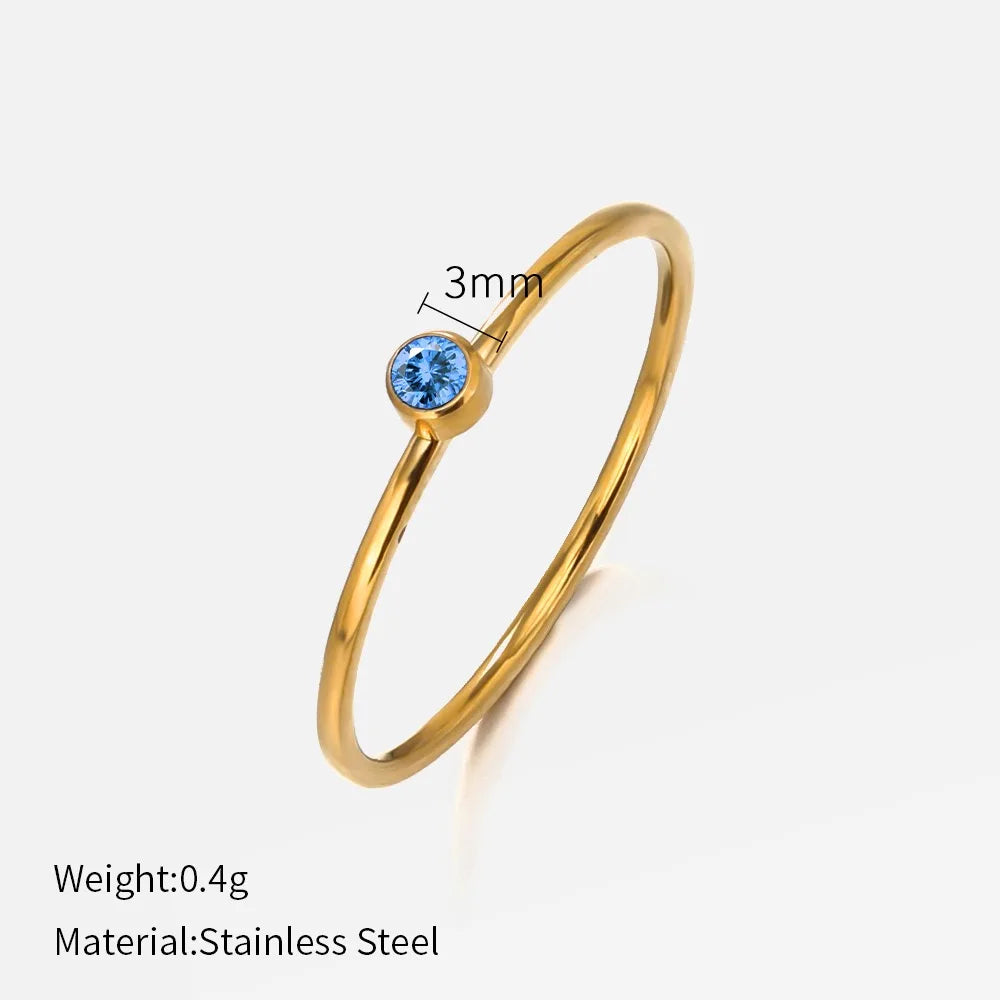 316 Stainless Steel Birthstone Ring Gold Color Simple Fashion Style For Women Festival Party Gift Jewelry Dropshipping Vera Lux