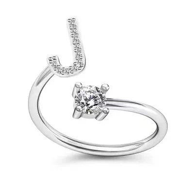 LATS Zircon Initial A-Z Letter Rings for Women Girl Adjustable Opening Ring Name Alphabet Female Wedding Fashion Jewelry Gift Vera Lux