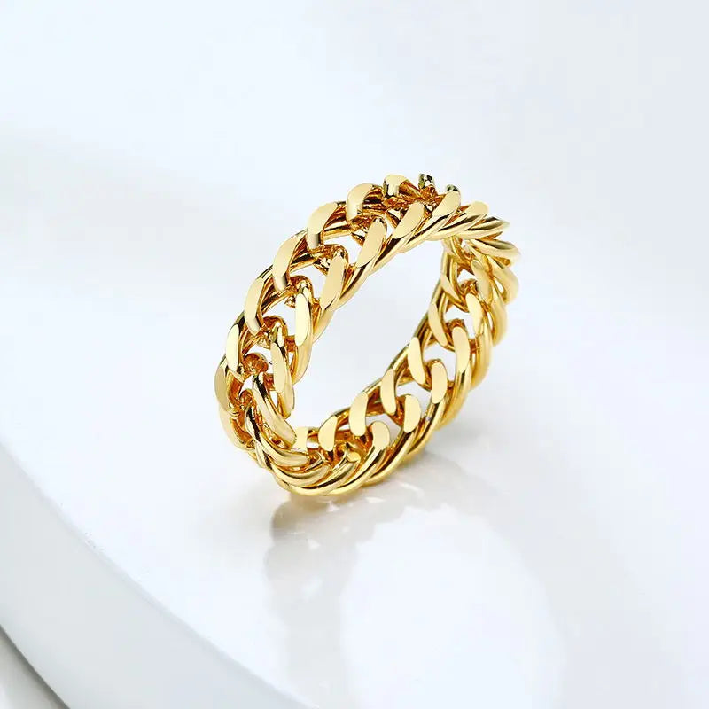 6mm Thick Chunky Chain Ring Cuban Curb Link Stainless Steel Stylish Ring for Women Girls Vera Lux