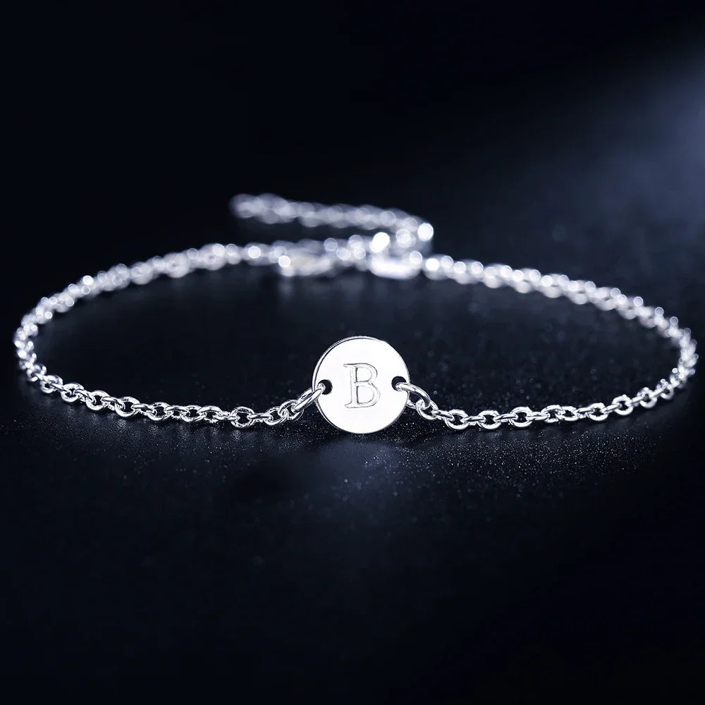 New trend 925 sterling Silver 26 letter cards Chain Bracelets for Women Fashion wedding Party fine Jewelry Christmas Gifts Vera Lux
