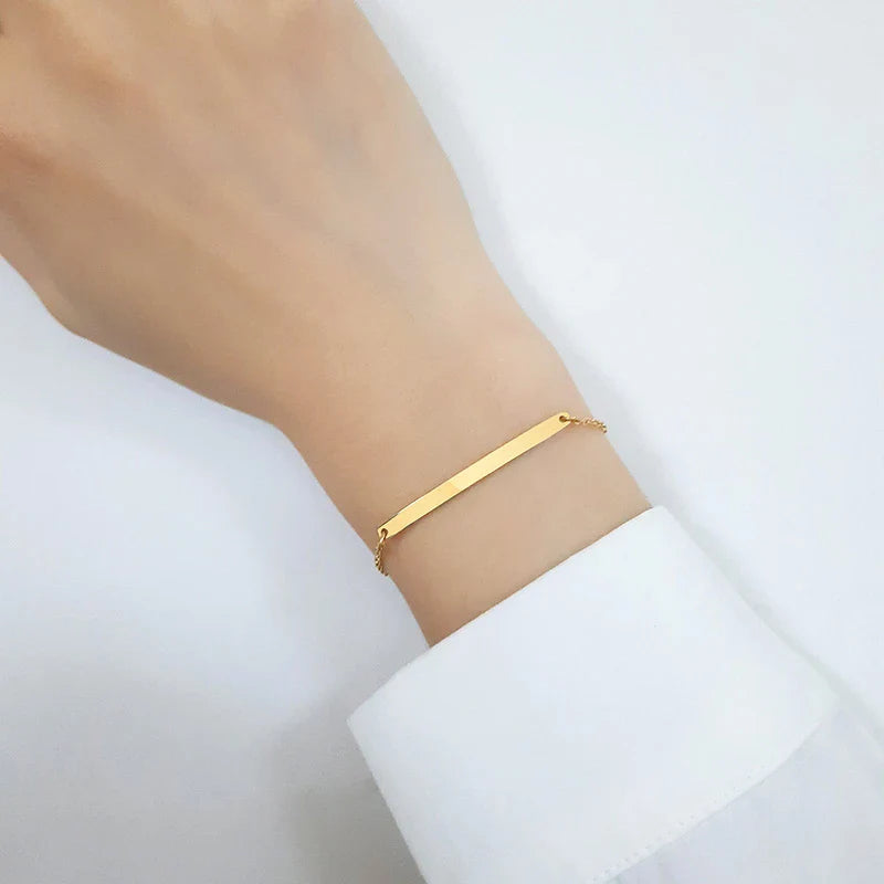 Vnox Minimalist Personalize Engrave Stainless Steel Thin Bar Bracelets for Women Lady Custom Friendship Bridesmaid Gifts Jewelry Vera Lux