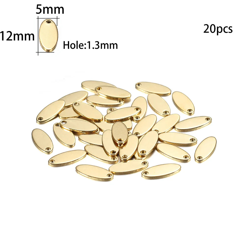 10-50Pcs Gold Stainless Steel Customized Dog Tag Heart-Shaped Oval Blanks Charm Pendant Charms For DIY Jewelry Making Supplies Vera Lux