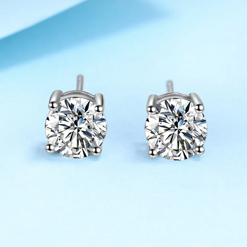 NeeTim 0.1ct-5ct D Moissanite Stud Earrings Lab Diamond 925 Sterling Silver with White Gold Plated Wedding Jewelry for Women Man Vera Lux