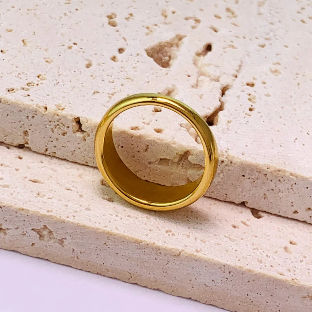 Simple Stainless Steel Women's Ring Glossy Curved Gold Color French Punk Party Ornaments for Woman Wholesale Dropshipping Vera Lux