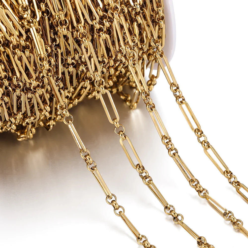 1Meter/Pack 304 Stainless Steel Knot Gold Steel Color Handmade Chains for DIY Necklace Bracelets Jewelry Making Accessories Vera Lux