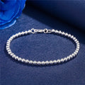 925 Sterling Silver Charm Bracelet for Women 4mm Beads Chain Popular Brands Jewelry Wedding Party Christmas Gifts Vera Lux