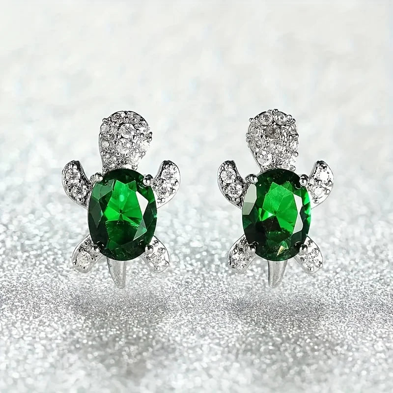 1 pair of S925 silver cute turtle shaped earrings with multiple colors to choose from, jewelry holiday gift for women Vera Lux