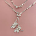 925 Sterling Silver Two Dragonfly Pendant Necklace For Women Snake Chain Necklace Wedding Engagement Jewelry Vera Lux