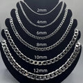 Men's 925 Sterling Silver Necklace 2/4/6/8/10/12MM 40-75cm Face Chain Necklace Lobster Clasp Men Women Engagement Jewelry Gifts Vera Lux