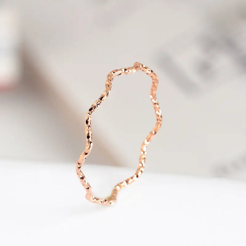 1mm Thin Stainless Steel Wave Design Ring Wedding Band for Women Girl Size 5-10 Vera Lux