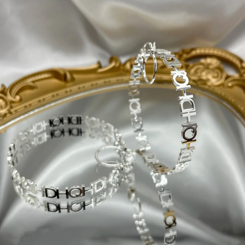 DHQH New Wholesale 40-70mm Customized Name Earrings Stainless Steel Earrings Customized Letter Earrings Women's Bridal Maid Gift Vera Lux