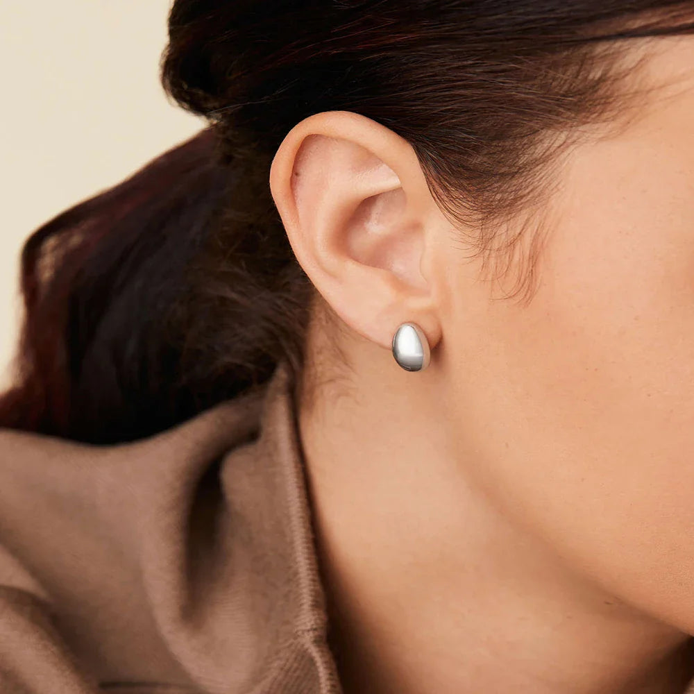 SUNIBI Stainless Steel Stud Earring for Women Gold Color Silver Color Simple Earrings Wives Smooth Thick Hoop Fashion Jewelry Vera Lux