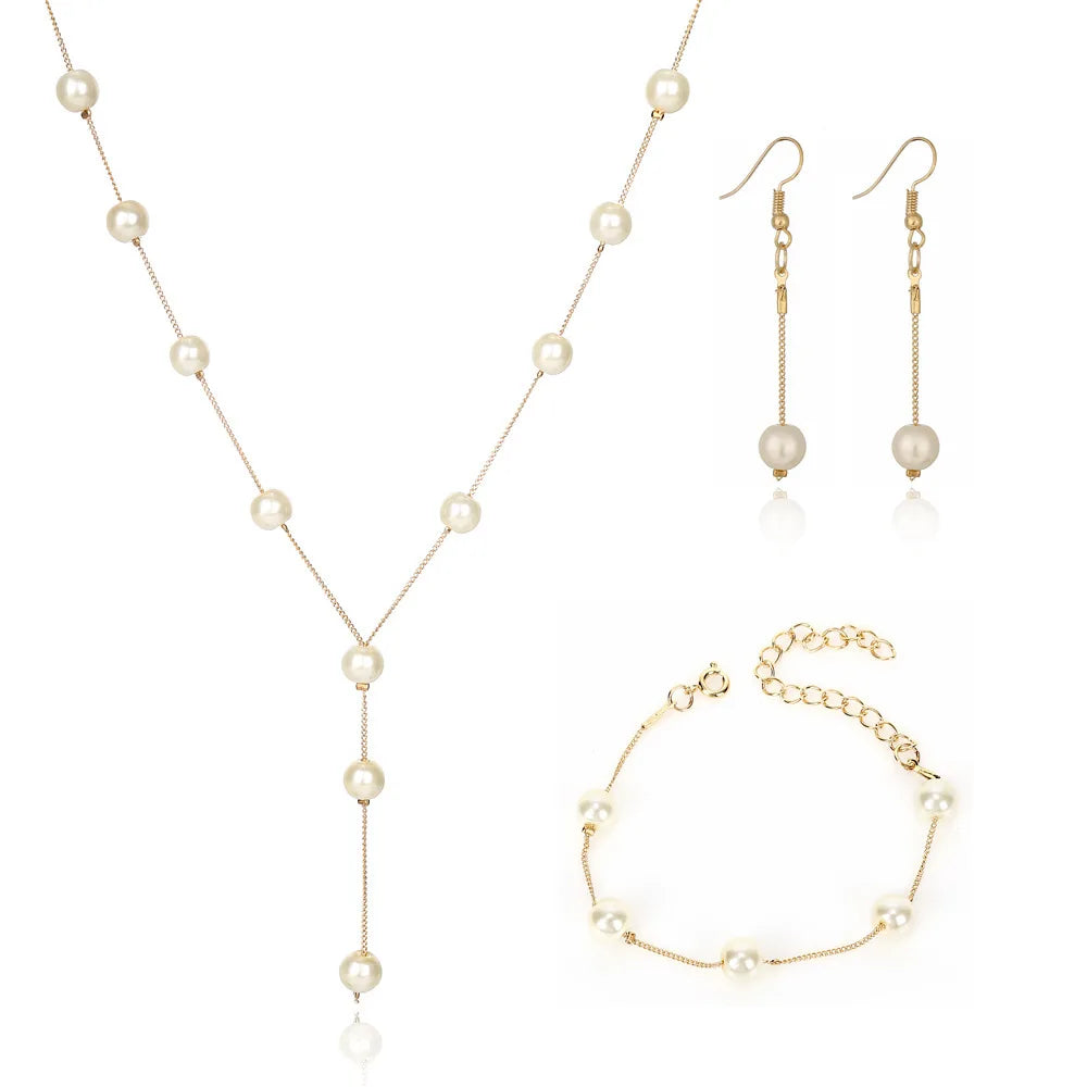 UK Three-Piece Set Boutique Fashion Sweet Ol Elegant Pearl Multi-Layer Elegant Necklace Earrings Bracelet Set Custom Jewelry Vera Lux
