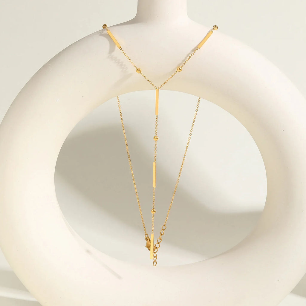 Beaded Long Chain Y Shape Necklace For Women, Minimalist Drop Bar Pendant Choker Necklaces, Clavicle Chain Jewelry Vera Lux
