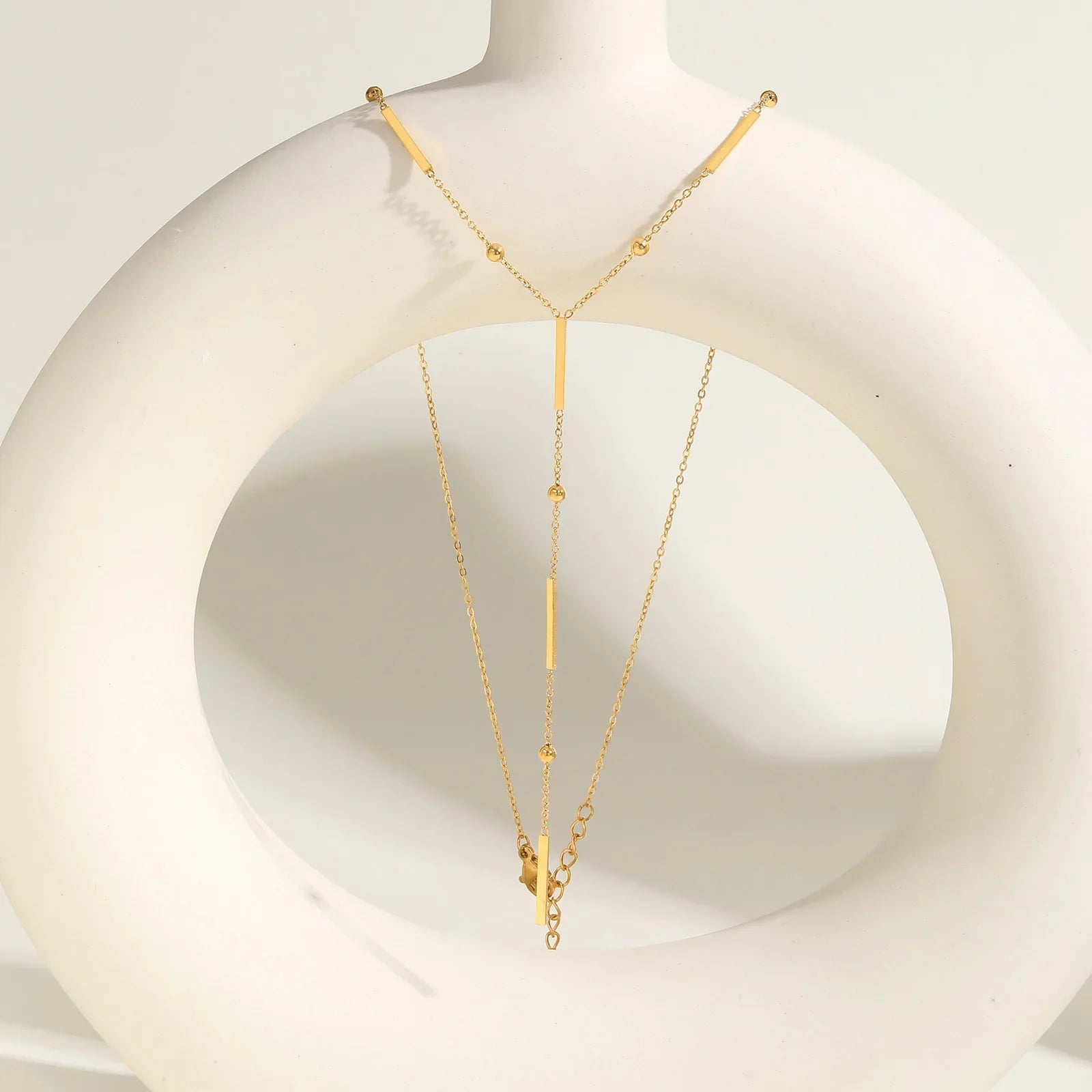 Beaded Long Chain Y Shape Necklace For Women, Minimalist Drop Bar Pendant Choker Necklaces, Clavicle Chain Jewelry Vera Lux