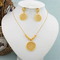 African Hoop Earrrings Necklace for Women Gold Plated Bead Chain Jewelry Set Dubai Classic Fashion Round Pendant Nigerian Gift Vera Lux