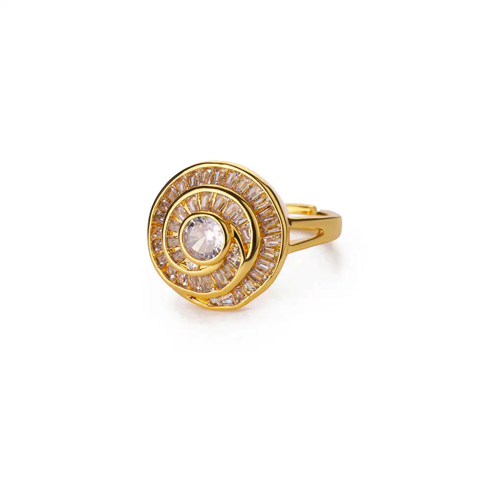 Zirconia Flower Rings for Women Opening Stainless Steel Gold Color Ring Wedding Couple Band Waterproof Jewelry Vera Lux