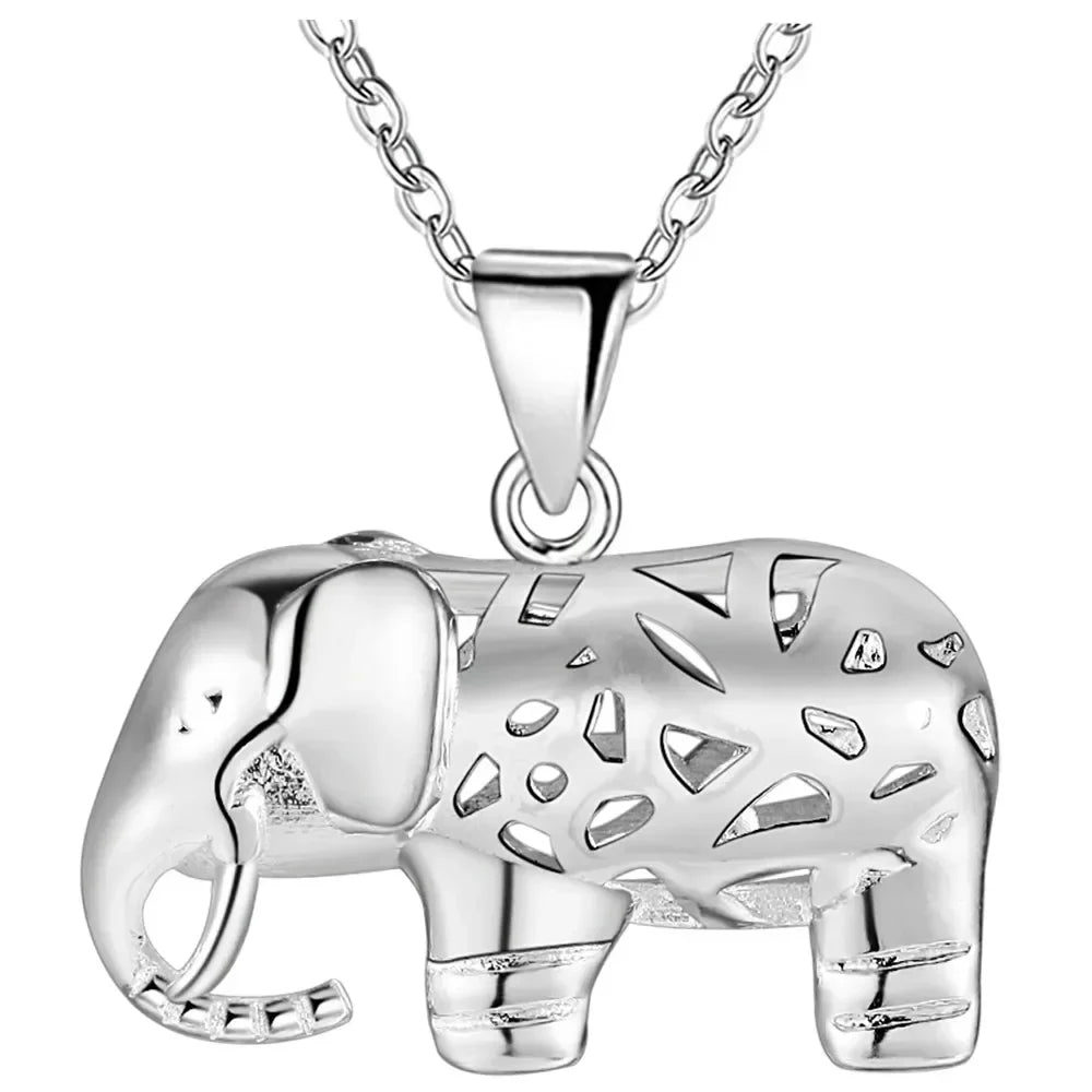 Fine charms 925 Sterling Silver Pretty elephant pendant Necklace For Women fashion Wedding accessories party Jewelry gifts Vera Lux