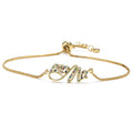 Fashion Gold Color "Mama" Charm Bracelets For Women Girl Adjustable Chain Length Luxury CZ Jewelry Gift For Mom Vera Lux