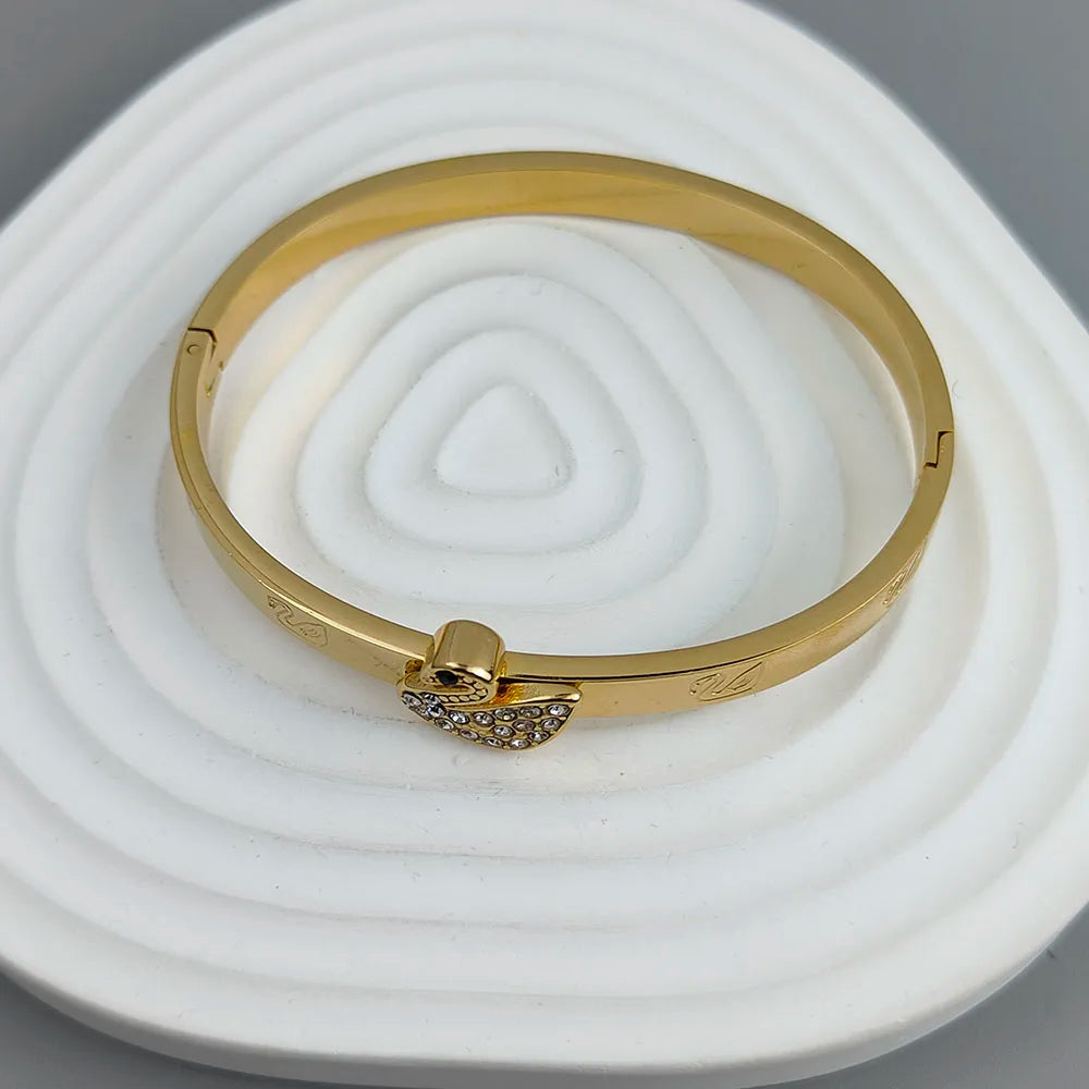 New swan zircon gold-plated stainless steel bracelet 18K, high quality waterproof couple bracelet, wife gift Vera Lux