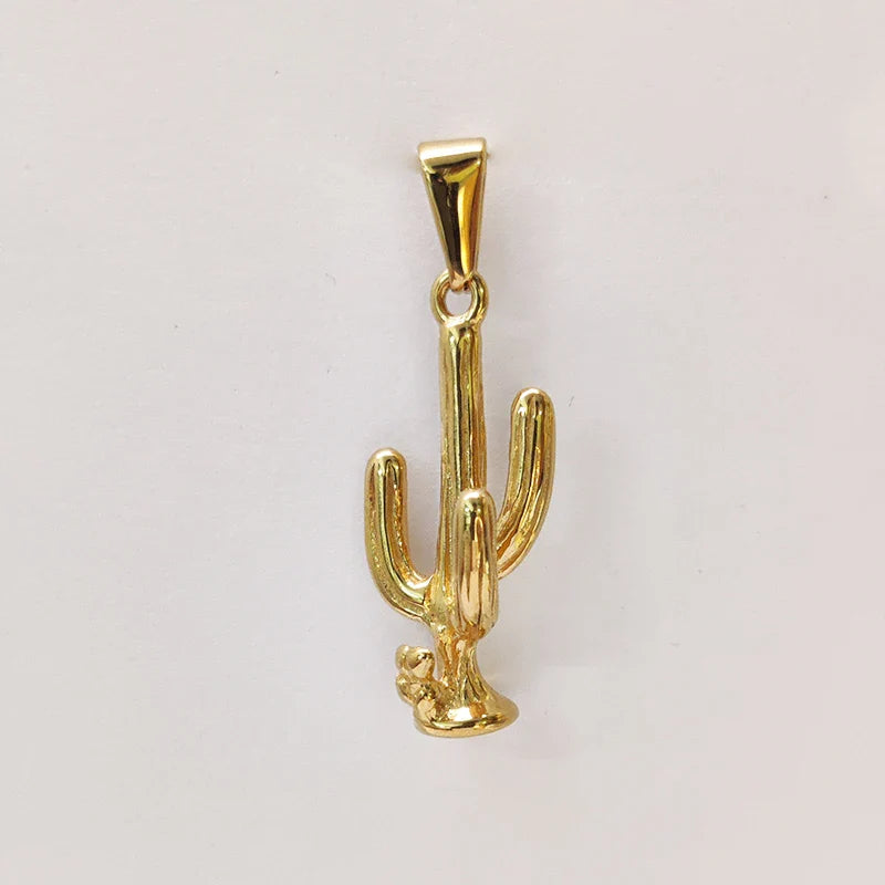 Trendy Gold - Plated Stainless Steel Cactus Pendant Necklace for Men & Women - Non - Fading, Ideal Gift, Fashion Jewelry Vera Lux