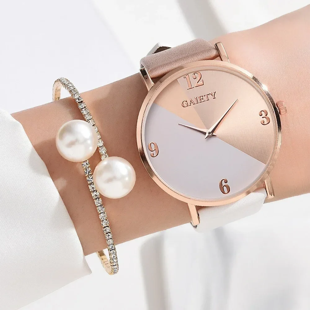 Women Watch Set Luxury Fashion Colourful PU Leather Strap Ladies Quartz Wristwatch Alloy Bracelet For Ladies Gift Vera Lux