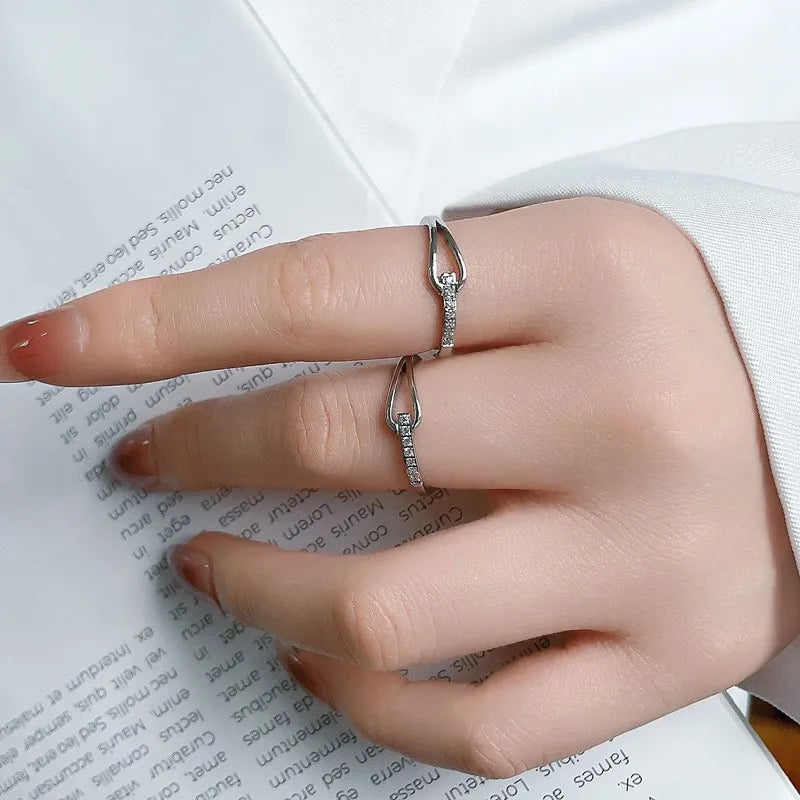 Stainless Steel Pave CZ Hollow Ring Wedding Band for Women Girl Size 5-10 Vera Lux