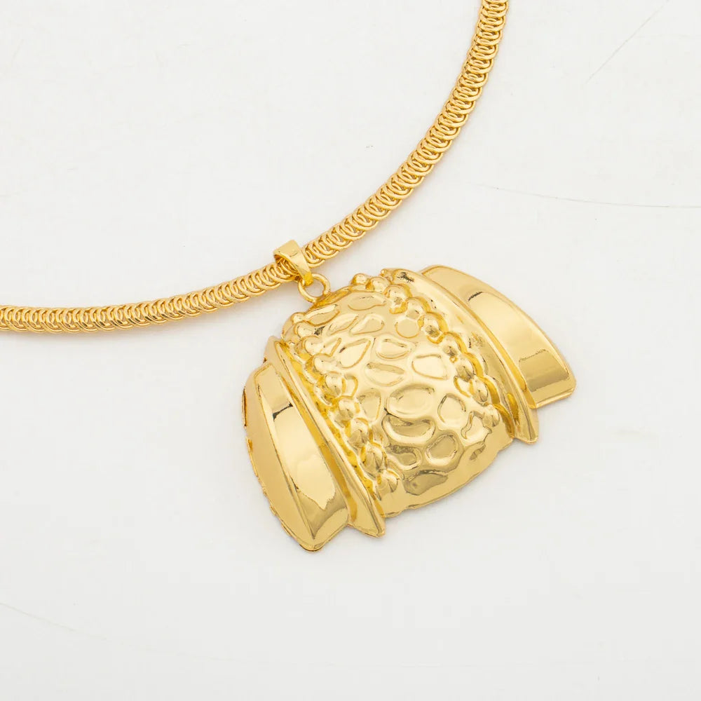 Africa Necklace Earrings Jewelry Set for Women Gold Color Metal Dubai Big Exaggerated Hoop Earrings Punk Jewelry Accessories Vera Lux