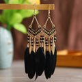 New Ethnic Feather Dangle Earrings For Women Bohemian Long Tassel Beads Drop Earring Girl Fashion Party Jewelry Accessories Vera Lux