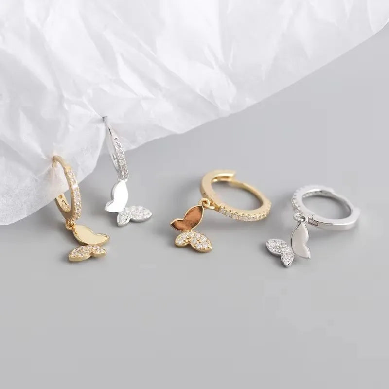 925 Sterling Silver Butterfly Hoop Earrings for Women Shiny CZ Gold Silver Jewelry Gifts Vera Lux