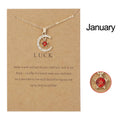 Fashion Moon Star Necklaces For Women 12 Months Crystal Birthstone Pendant Chain Men Trendy Birthday Party Jewelry Gift Vera Lux