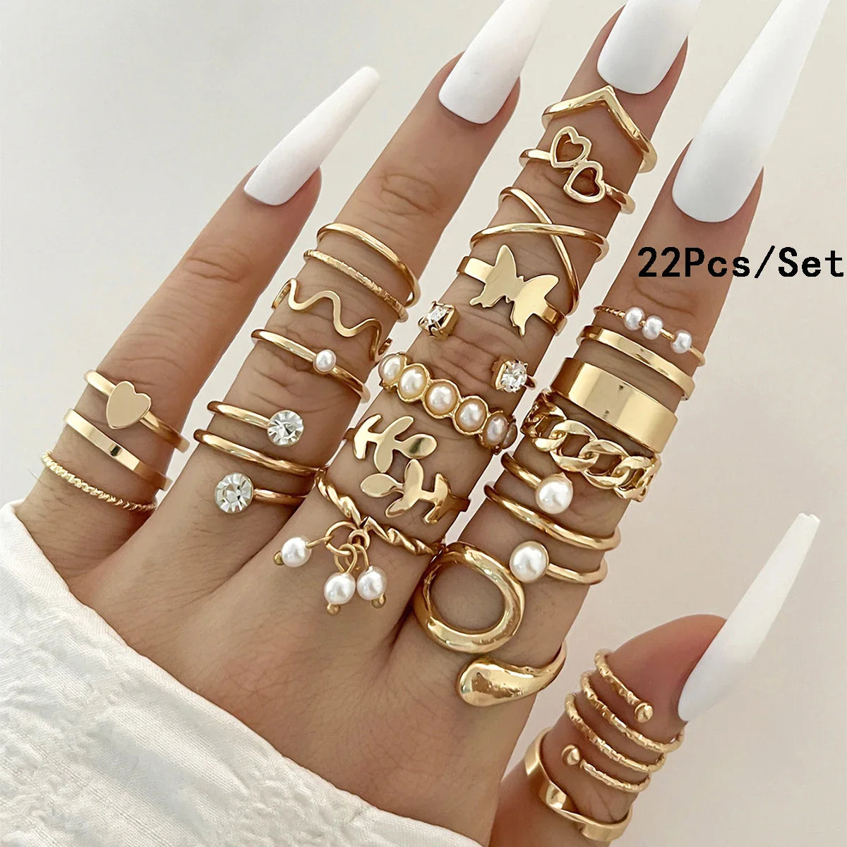 23Pcs Fashion Knuckle Rings Set For Women Crystal Star Moon Eye Wave Gold Silver Color Rings Female Trendy Party Jewelry Gift Vera Lux