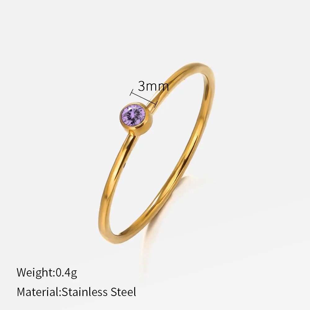 316 Stainless Steel Birthstone Ring Gold Color Simple Fashion Style For Women Festival Party Gift Jewelry Dropshipping Vera Lux