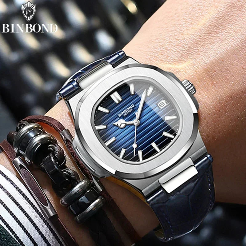 Casual Business New Blue Leather Man Clock Men Luxury Watch Automatic Watches Mens Fashion Quartz Wristwatches Montre Homme 2026 Vera Lux