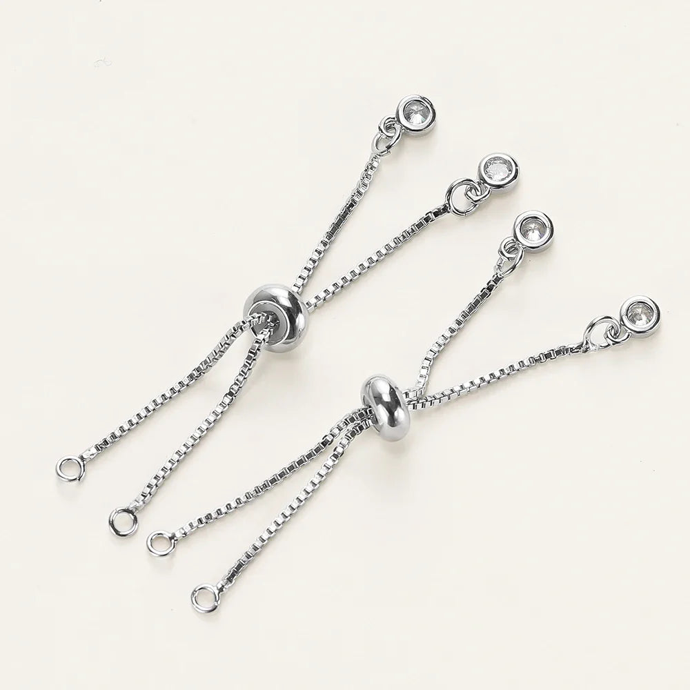 2/4pcs 5/7/12cm 14K/18K Gold Color Plated Brass Adjustable Slider Chains For DIY Bracelet Making Jewelry Making Accessories Vera Lux