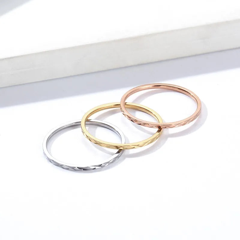 1mm Thin Stackable Ring Stainless Steel Faceted Knuckle Midi Ring for Women Girl Size 3-10 Vera Lux