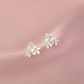 925 Sterling Silver Three Flowers Small Piercing Stud Earrings For Women Elegant Luxury Fine Jewelry Engagement Accessories Vera Lux