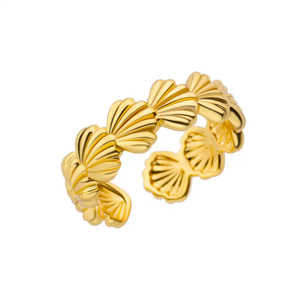 Shell Rings for Women Gold Plated Stainless Steel Rings Finger Chunky Wedding Statement Jewelry Shell Ring Trend Gift anillos Vera Lux